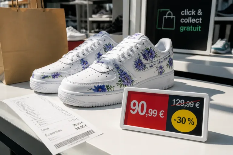 Nike Air Force 1 fleuri : la paire passe à 90,99 € pendant les soldes, quel gain pour le budget ?