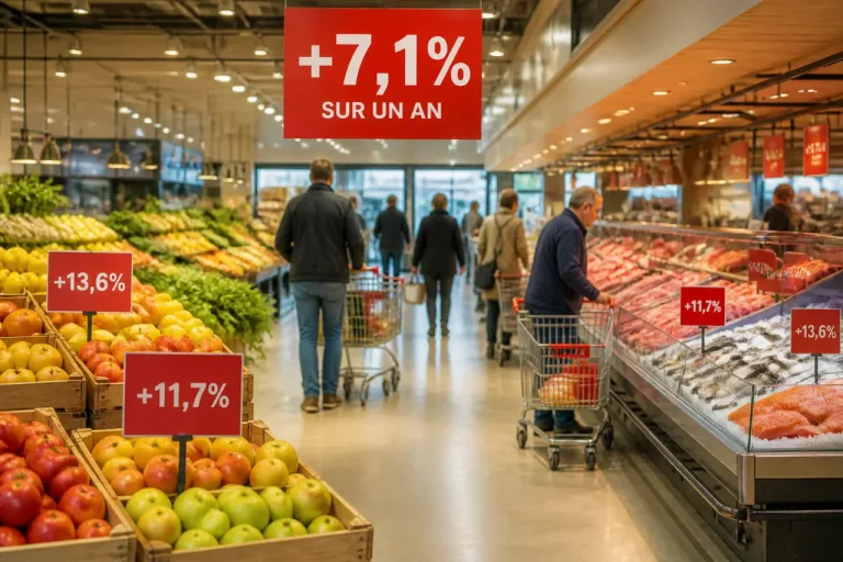 Les prix alimentaires grimpent de 7,1 % en un an : viande, poisson et fruits tirent l'inflation