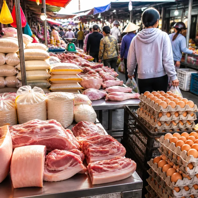 Baisse des prix alimentaires au Vietnam : le porc, le riz et les œufs tirent les cours vers le bas