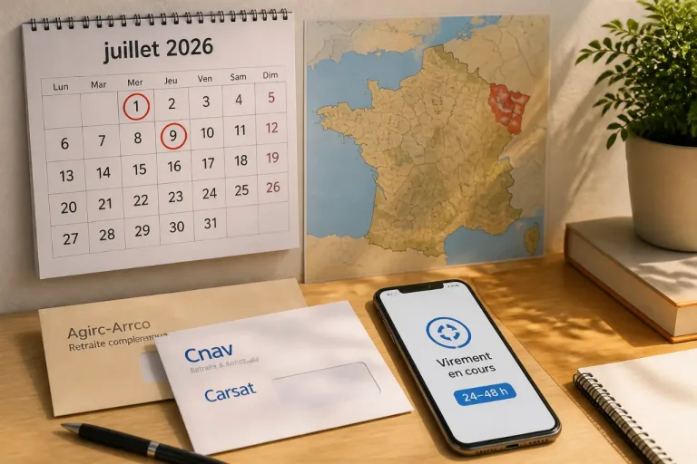 Retraites juillet 2026 : dates de paiement confirmées pour Agirc-Arrco et Cnav/Carsat