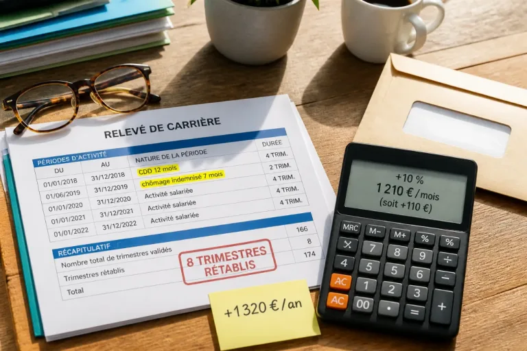 Retraite sous-estimée: 8 trimestres rétablis et +1 320 € par an pour un assuré