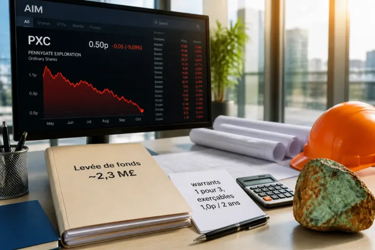 Phoenix Copper lance une levée de fonds de 2,3 M£ avec une forte décote sur AIM